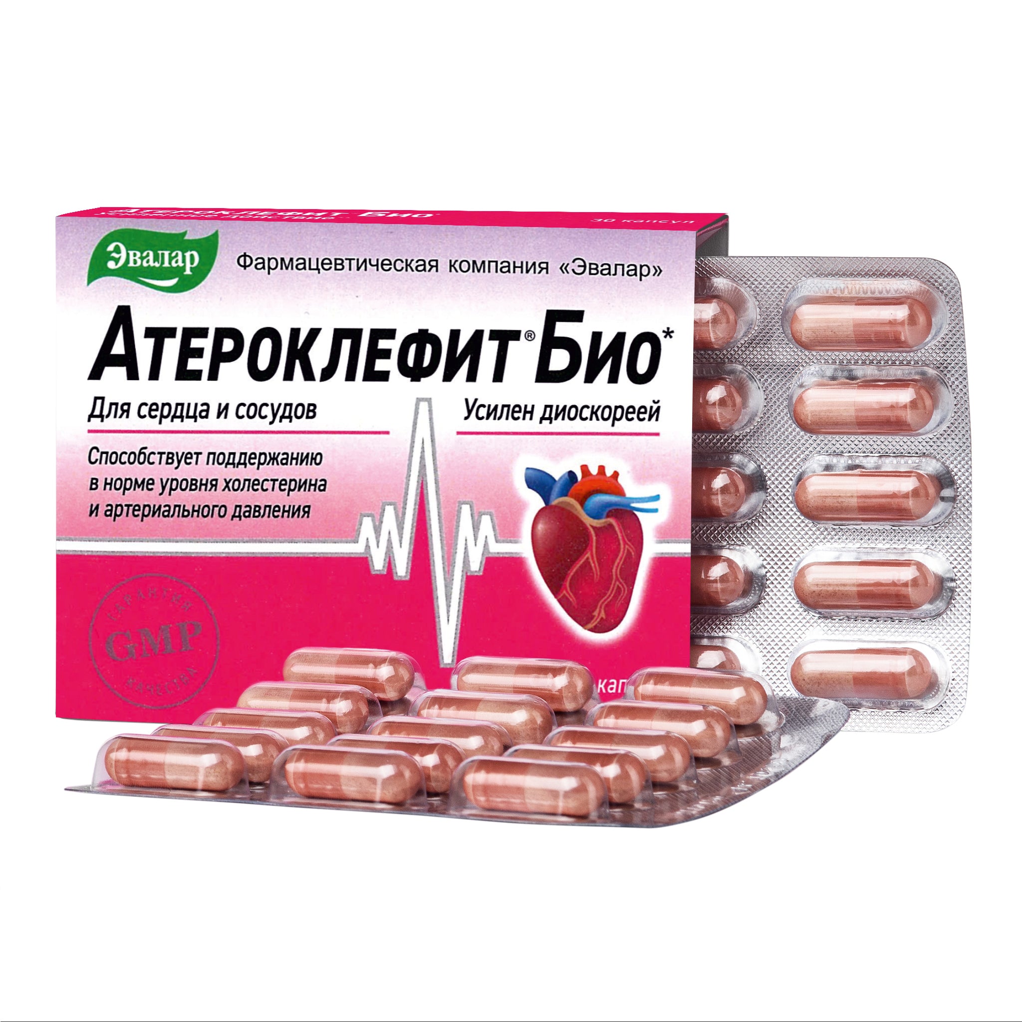 Dioscorea Villosa Wild Yam Red Clover by Evalar Ateroklefit Herb 30 Caps