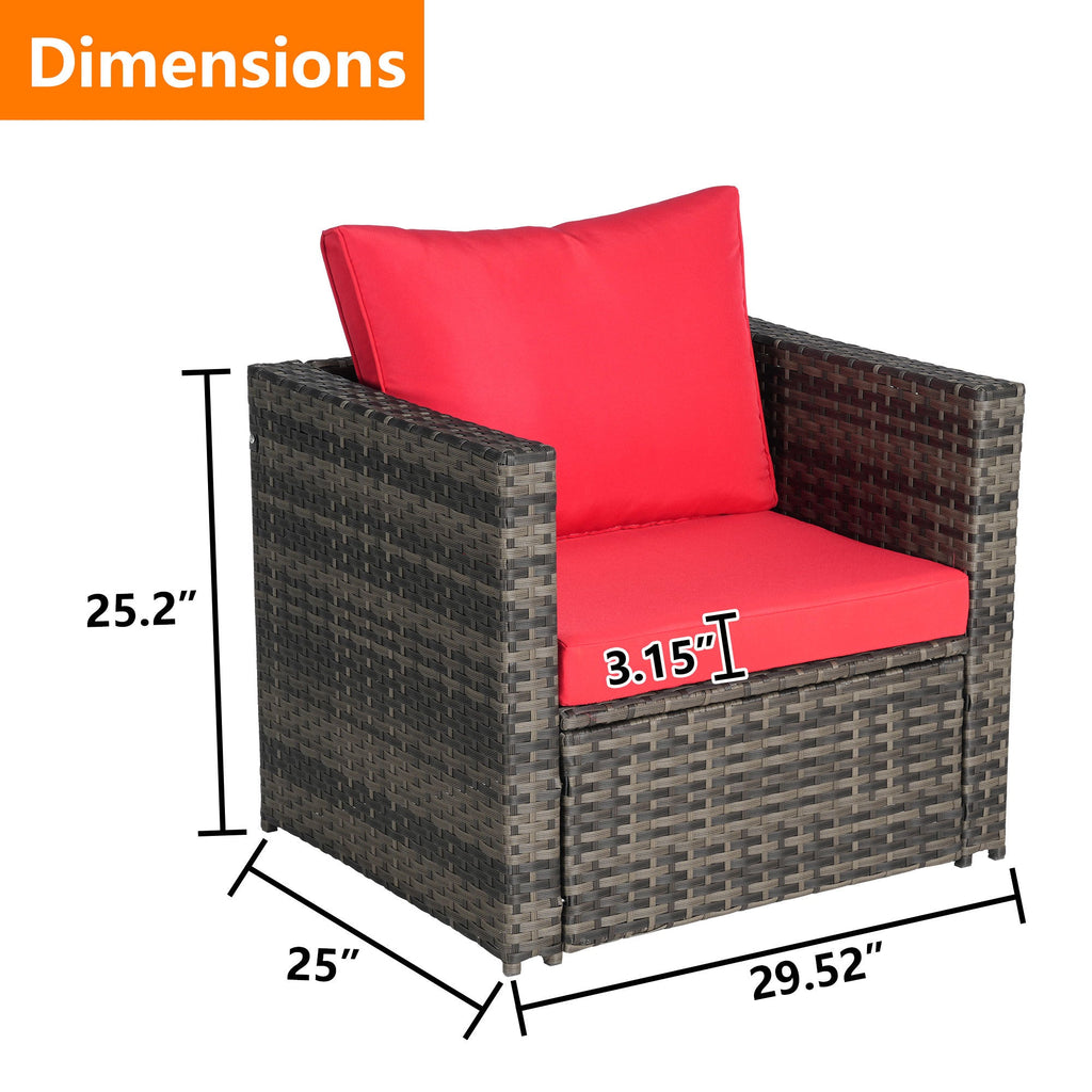 Outdoor Sofa Set PE Rattan Gray 2 Piece 360lb