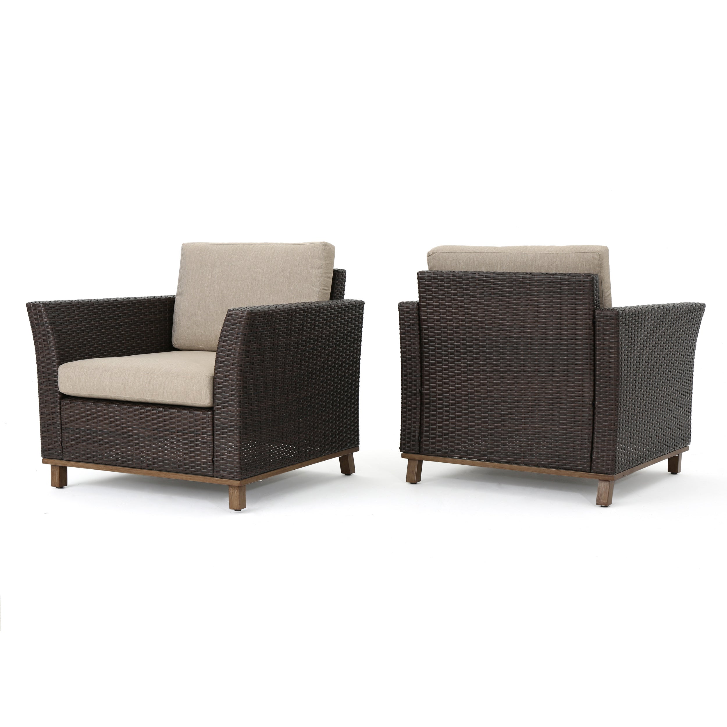 Club Chair PE Rattan Iron Brown Modern Outdoor