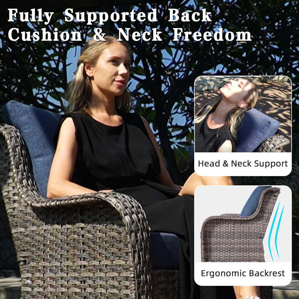 Outdoor Patio Set PE Rattan 6-Piece Sofa Swivel Rockers Gray