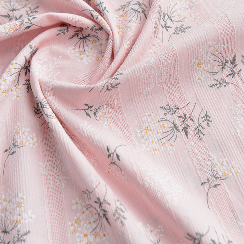 Japanese Small Floral Jacquard Embroidered Cotton Fabric