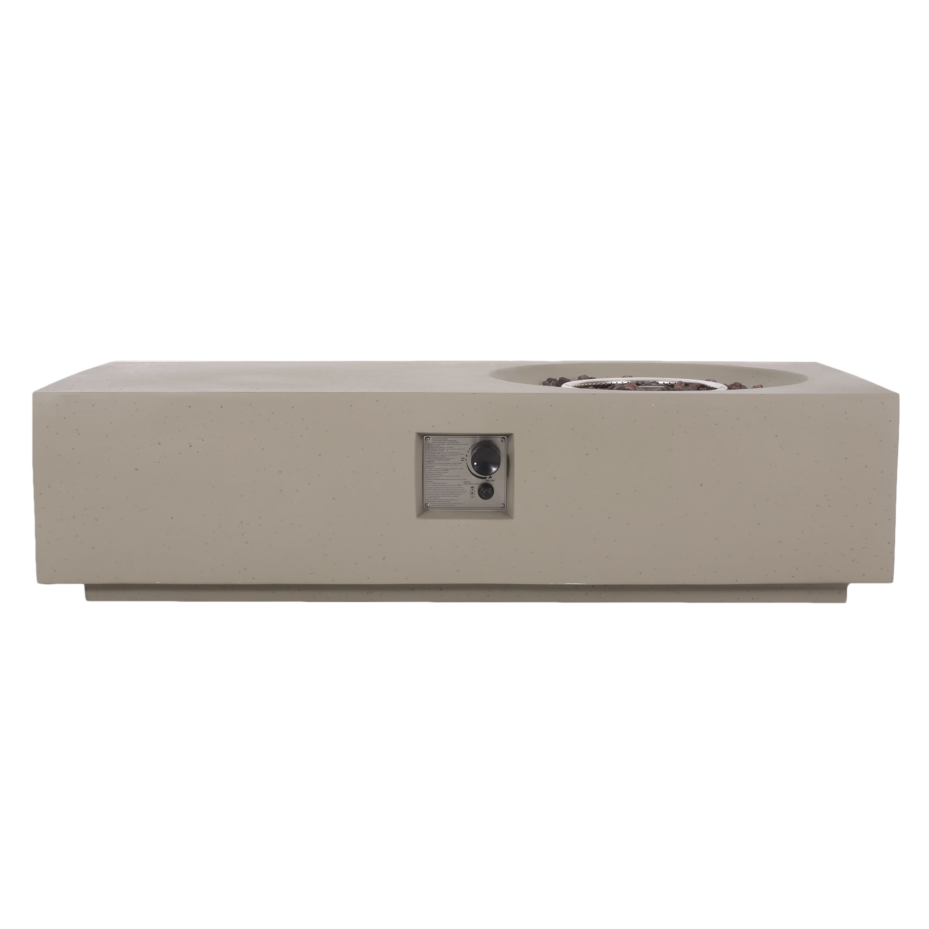 Rectangle 14.75 in MGO Fire Pit 50,000 BTU Light Grey (Tank Cover Not Included)