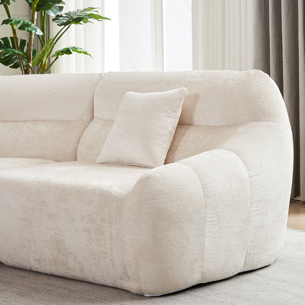 Sectional Sofa Curved Modular Chenille Beige 4 Seat 900 LB No Assembly