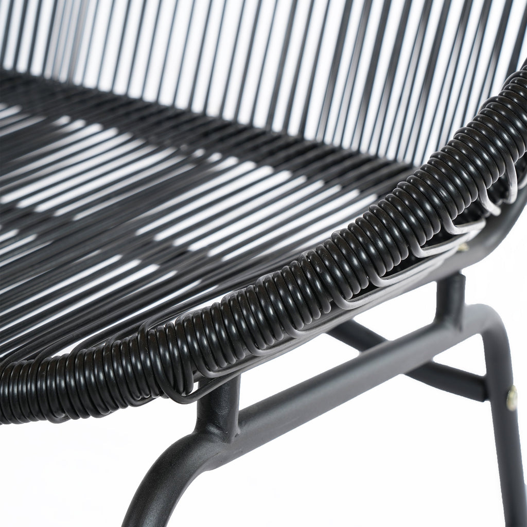 Outdoor Loveseat PE Rattan Iron Black UV Resistant No Cushion 52in