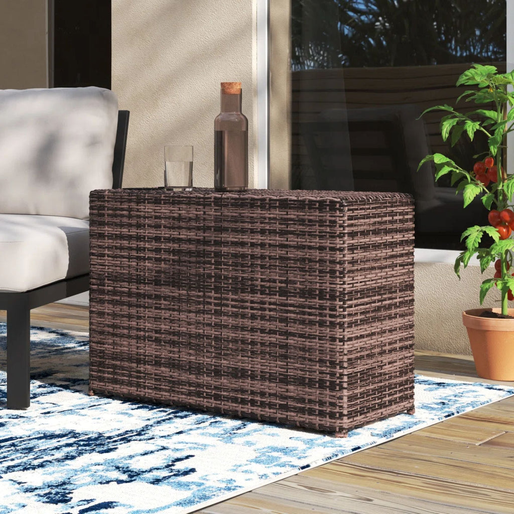 Outdoor Wicker Side Table 13x33x22" Espresso