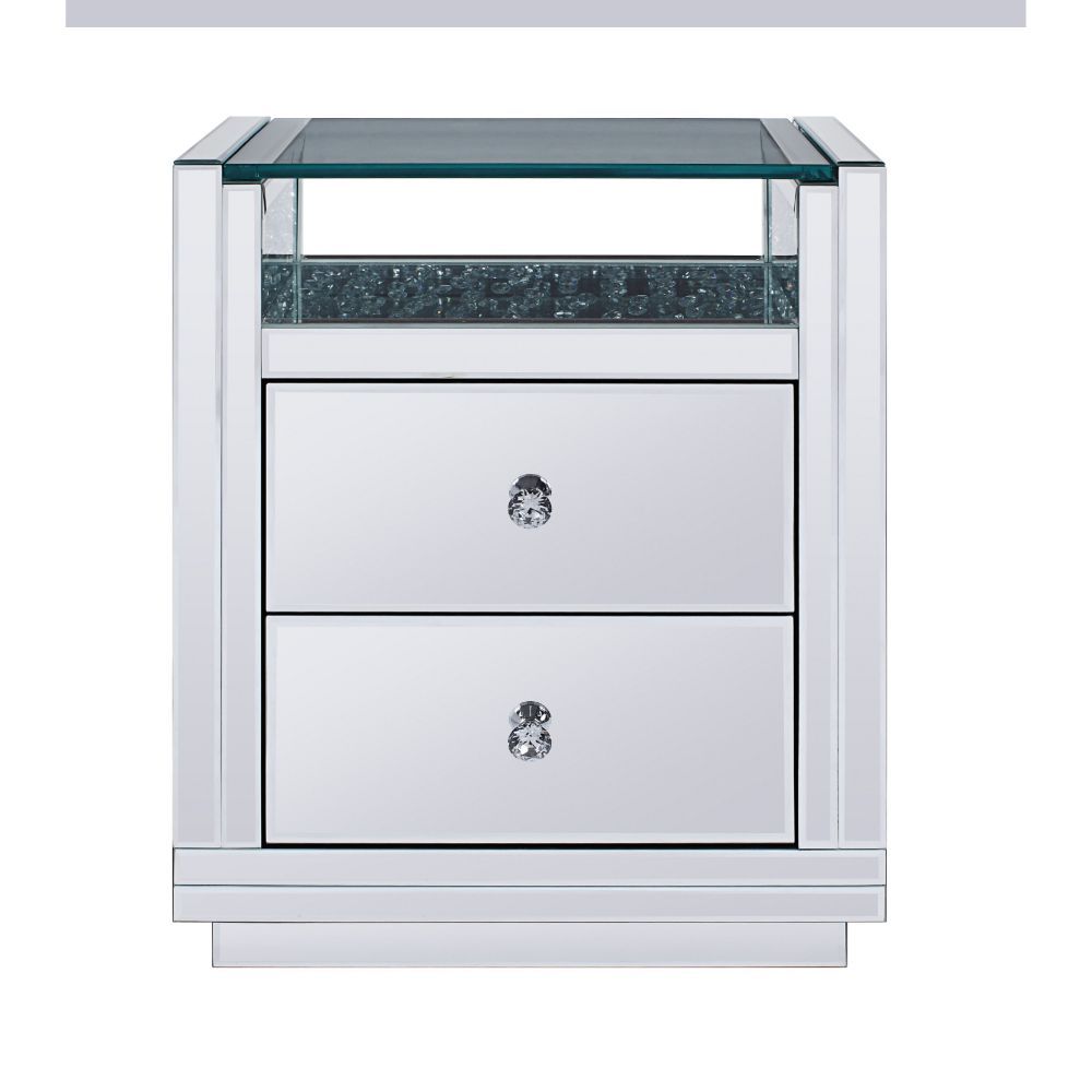 Nysa - 20" X 14" Accent Table - Mirrored & Faux Crystals