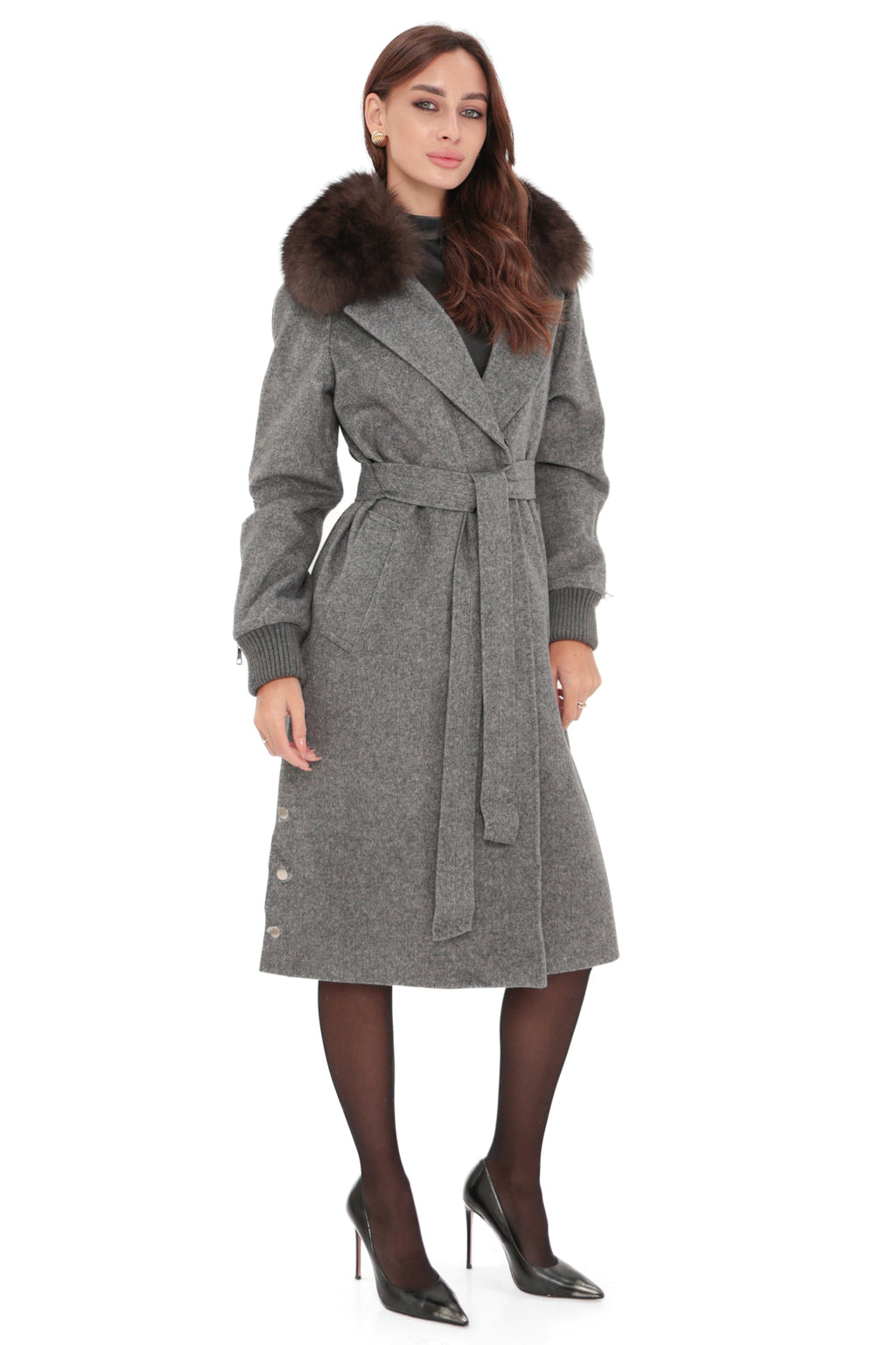 Carolina Genuine Polar Fox Wool Coat