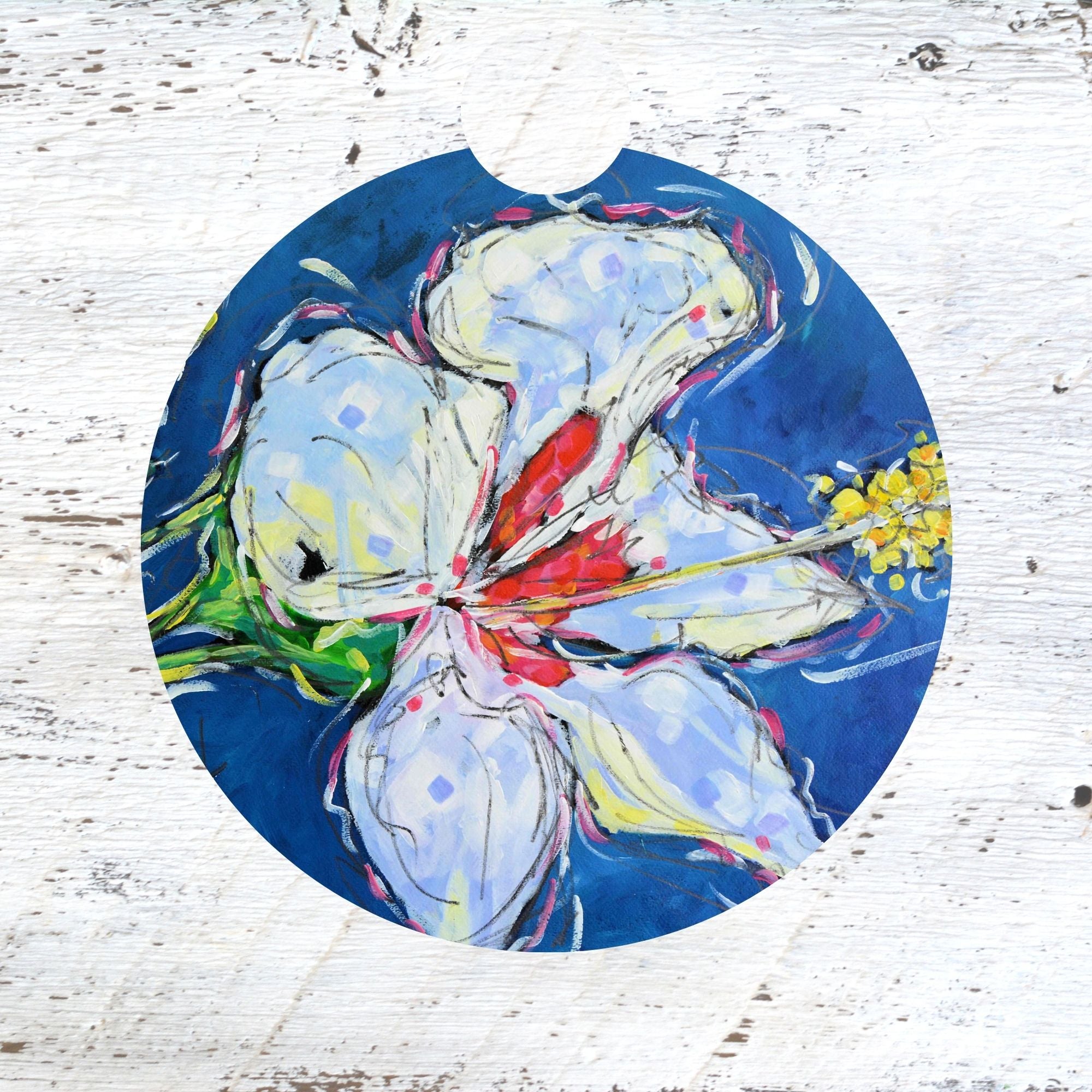 Car Coaster:  White Lily.  Artist Christi Dreese