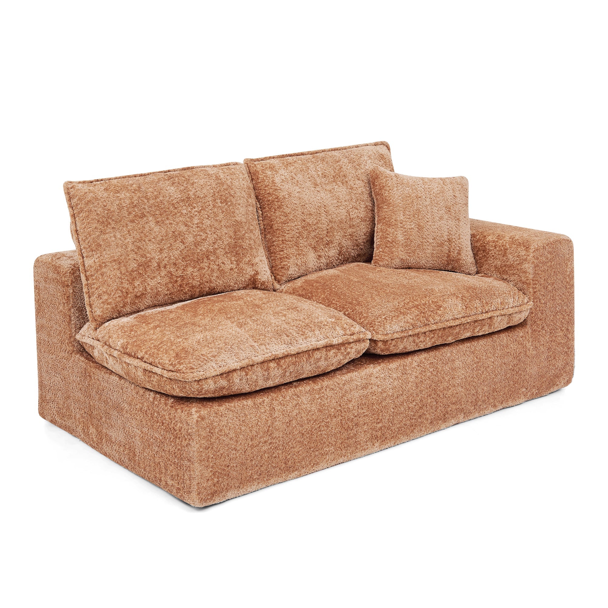 Sectional Sofa Modular Boucle Orange 7 Seat Ottomans 107 In No Assembly