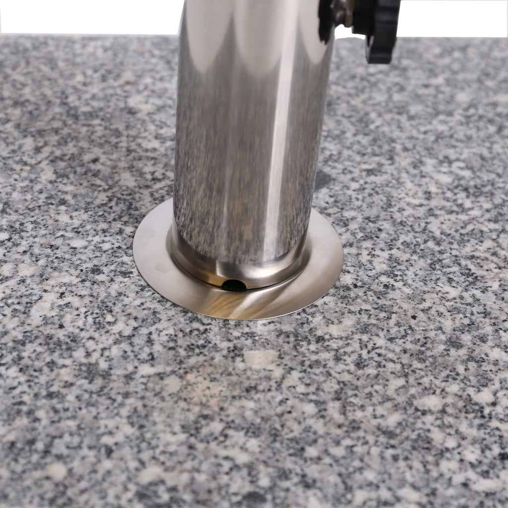 Patio Umbrella Base Square Granite Stainless Steel Gray 55 LB 15.75 In