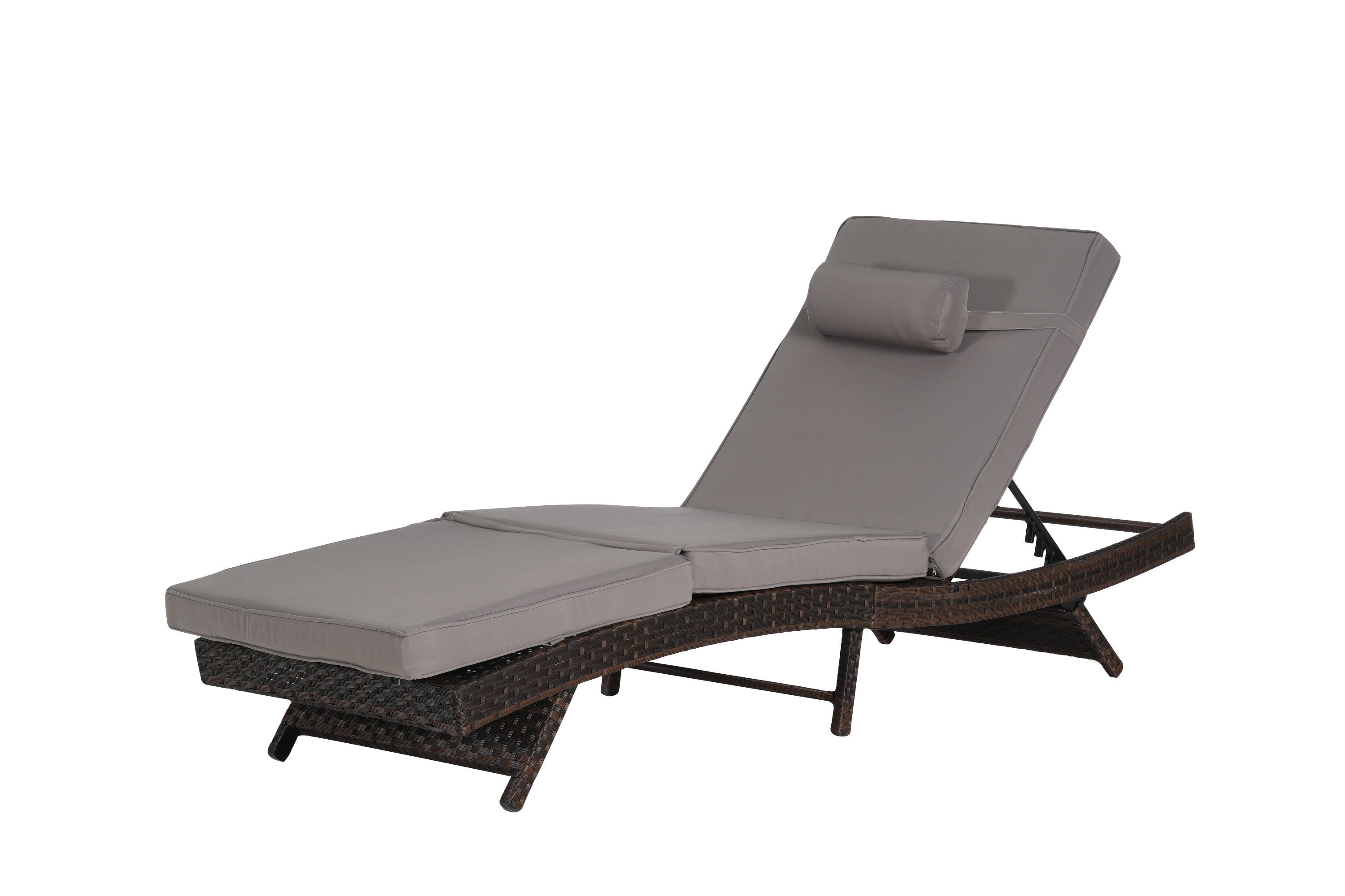 Outdoor Reclining Lounge Chair PE Rattan Dark Gray Set of 2