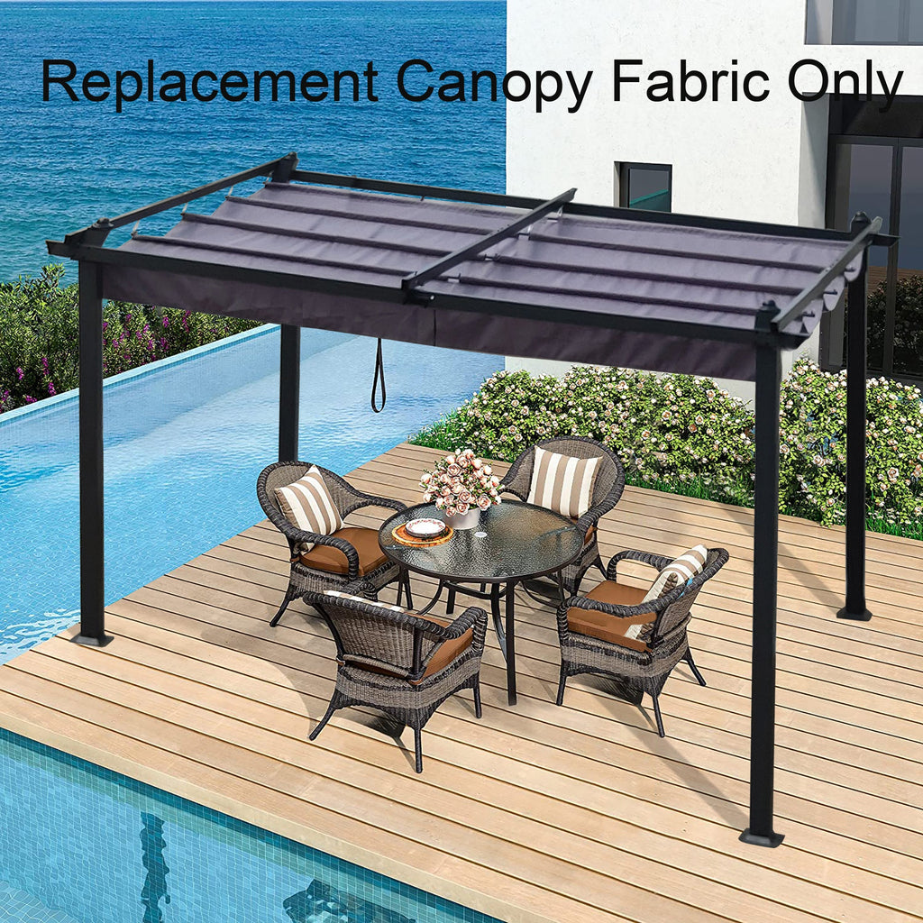 Pergola Replacement Canopy Gray Polyester UV Water-Resistant 10x10 Ft