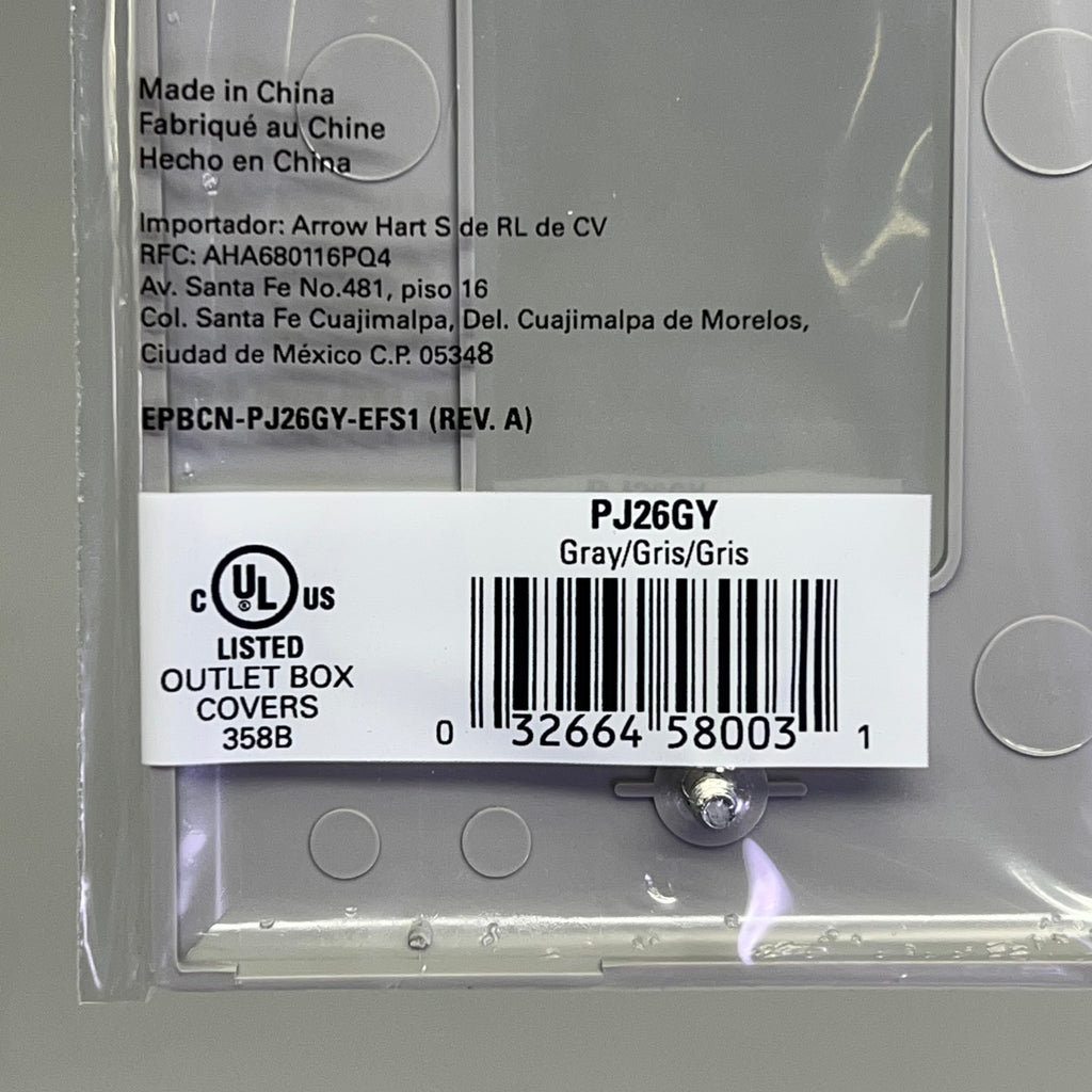 ZA@  EATON (5 PACK) Polycarbonate Single Gang GFCI Wall Plate Cutout Mid Size Grey PJ26GY