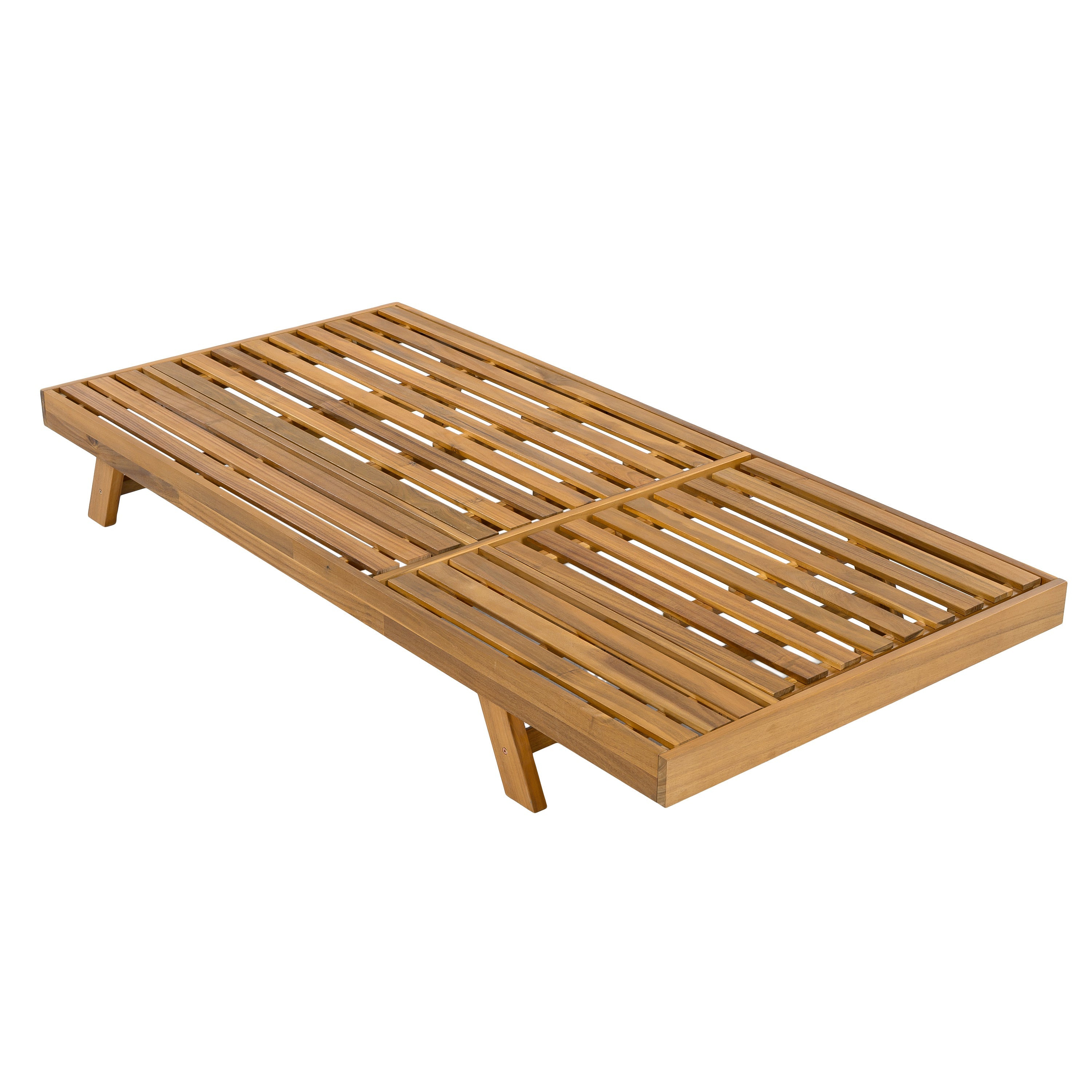Acacia Wood Chaise Lounge Dark Gray Cushion 4-Position