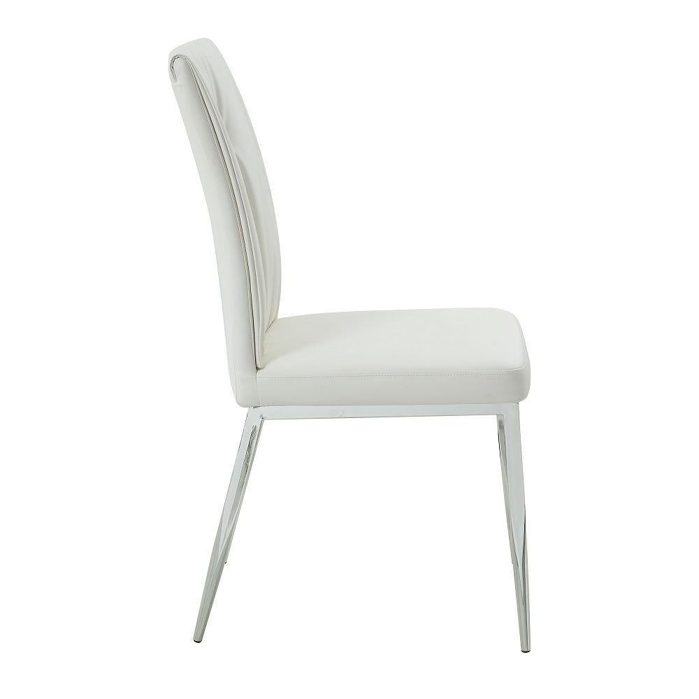 Kamaile - Side Chair (Set of 2) - Beige Synthetic Leather & Chrome