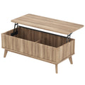 43.5" Rectangle Wooden Fluted Lift Top Coffee Table-Walnut