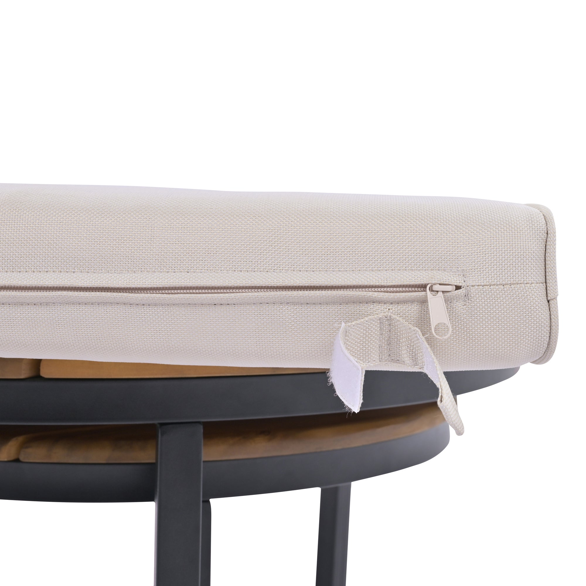 Outdoor Sectional Set Acacia Wood Steel Beige Cushion 6 Piece Seats 5