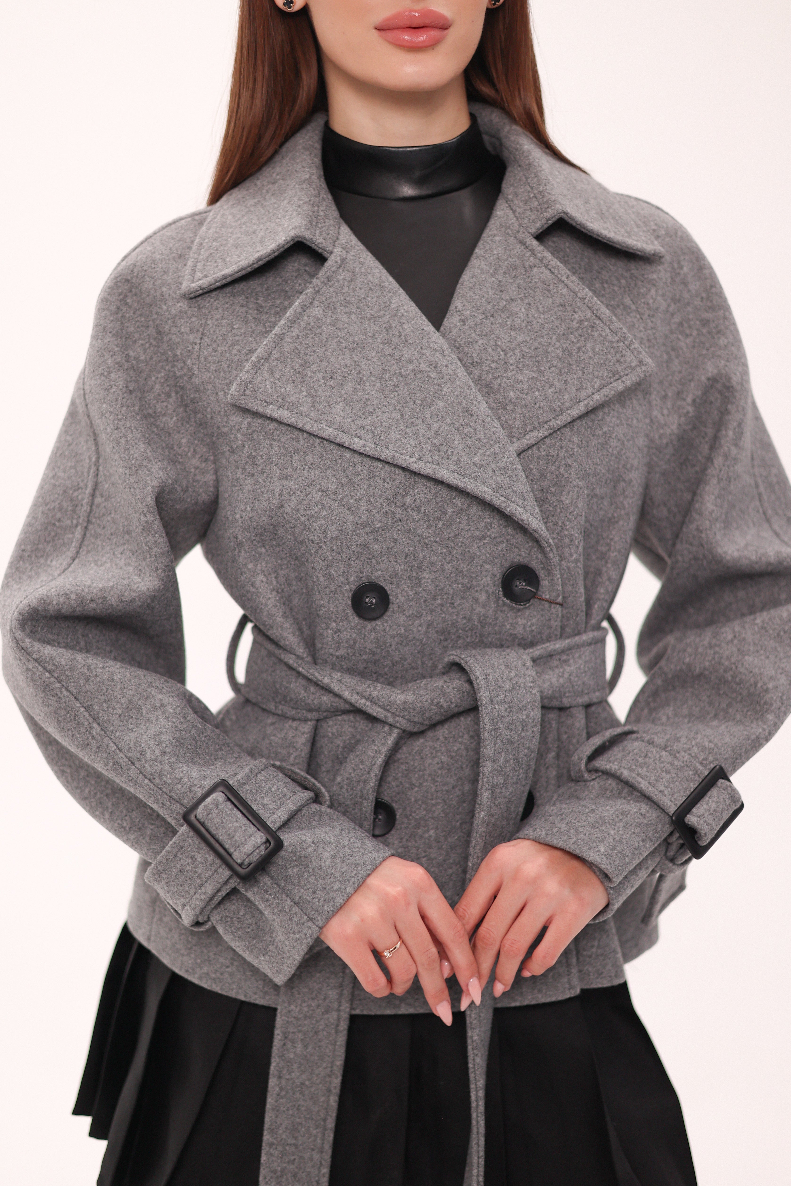 Megan Tailored Wool Blend Coat in Grey