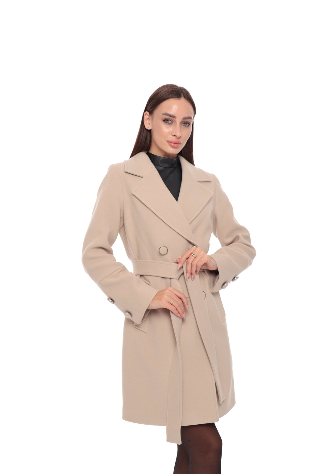 Zuri Cashmere Blend Overcoat in Nude