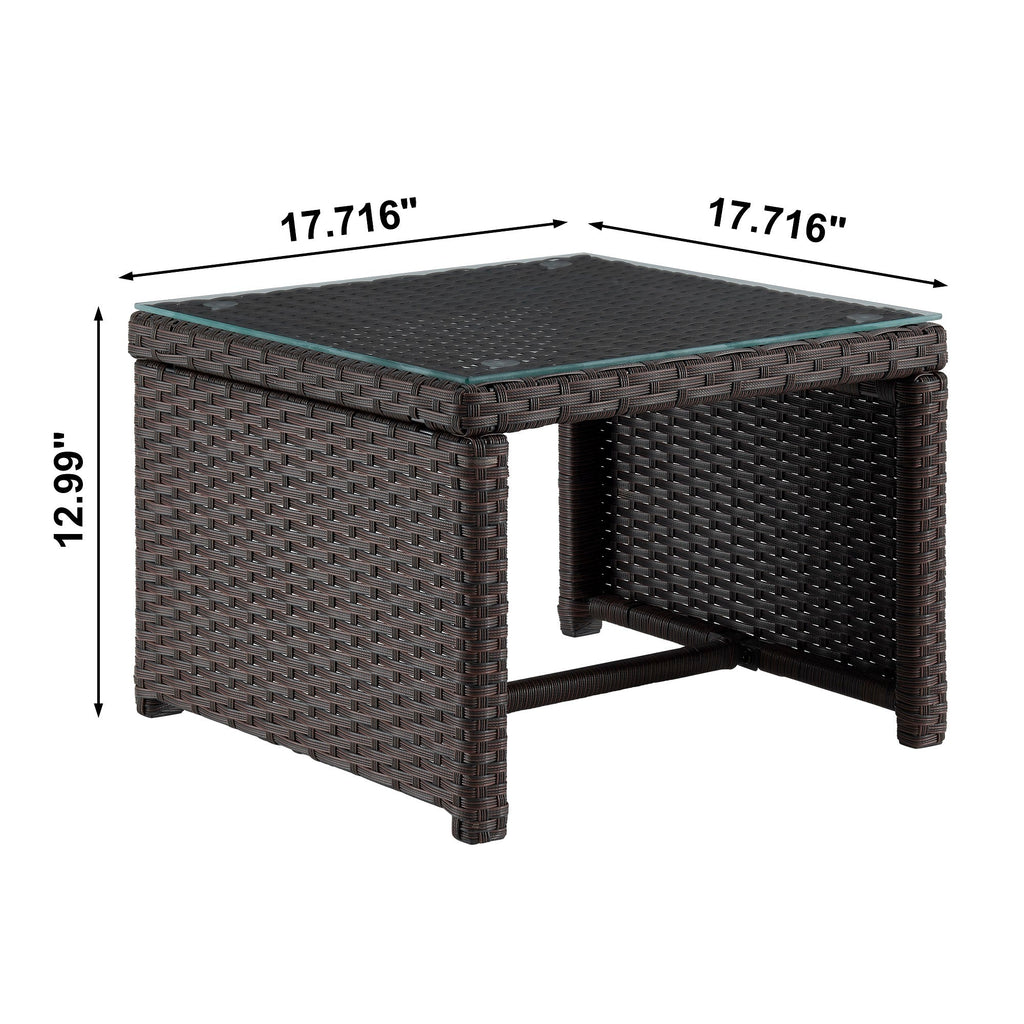 Outdoor Patio Set PVC Rattan Steel Brown Gray 3 Piece with Chaise