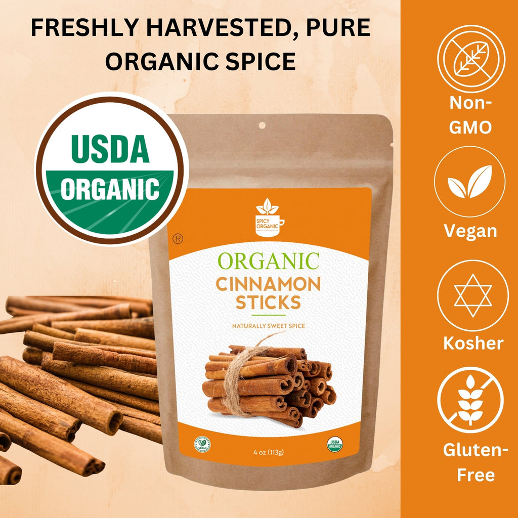 Organic Cassia Cinnamon Sticks — USDA Certified | Chai, Mulled Wine & Baking