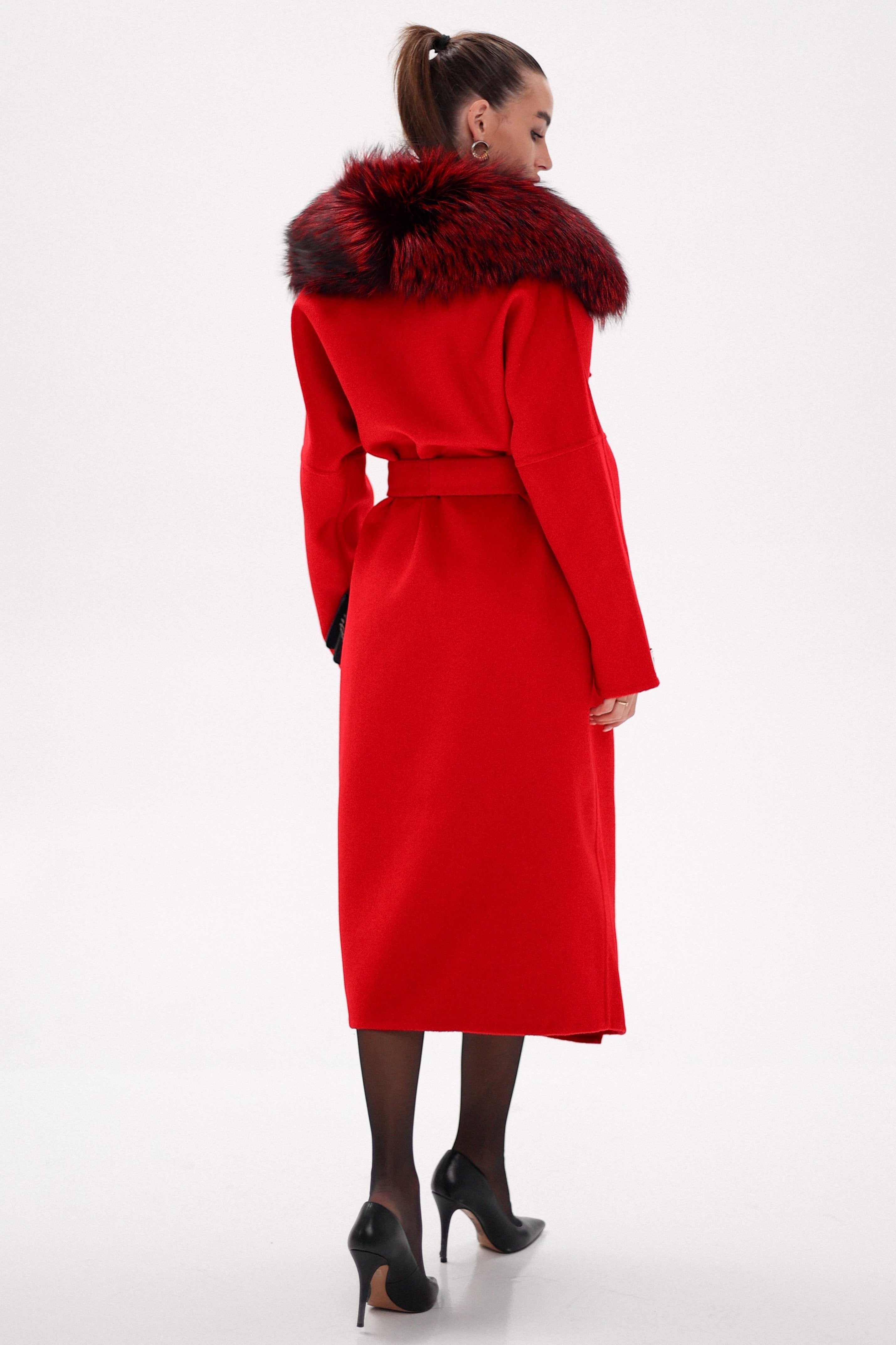 Saga®Furs Silver Fox Wool Alpaca Wraparound Coat