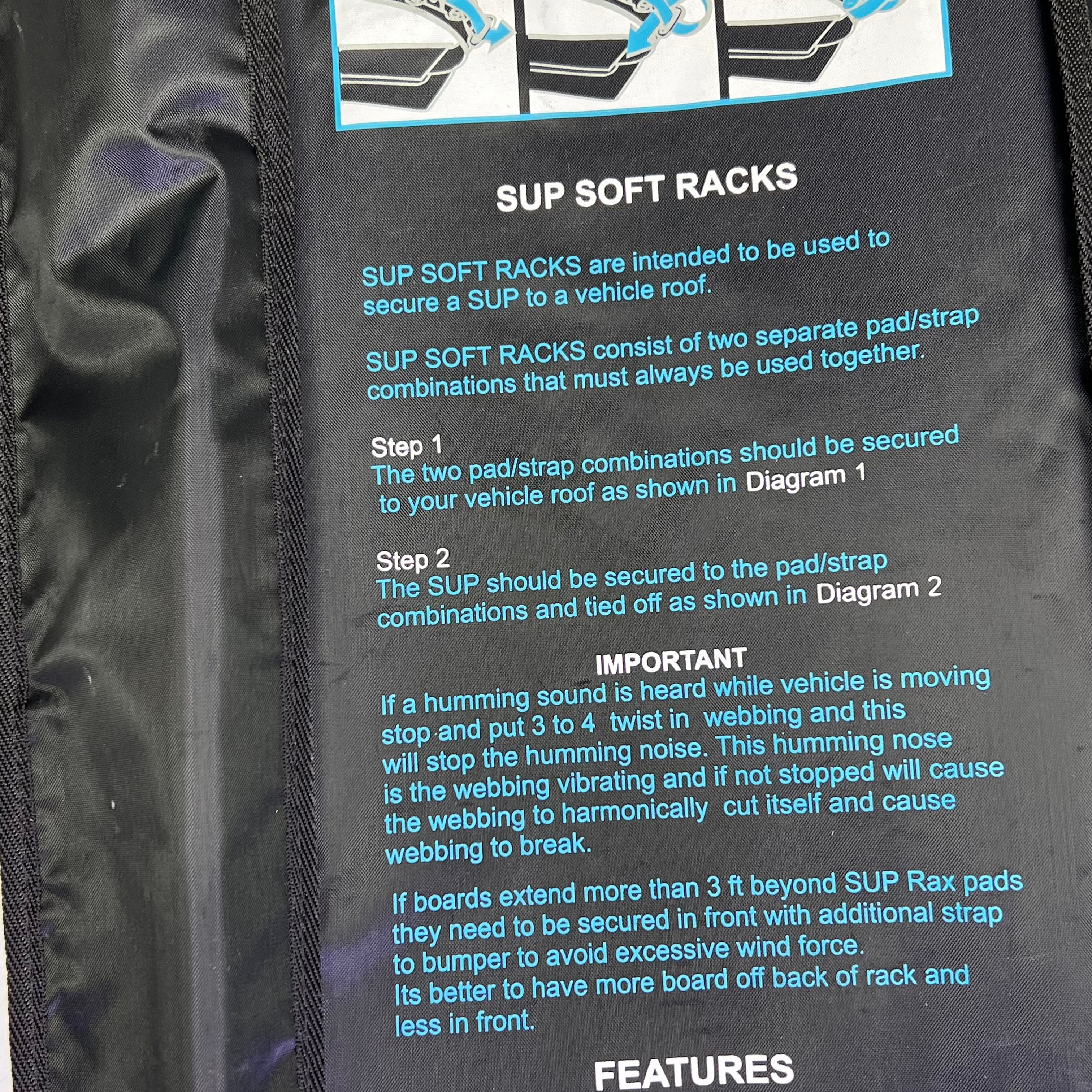 BLOCK SURF (SET OF 2) SUP / Longboard Soft Rack 33"x4.5" Black RABLS0SUPLB33KK
