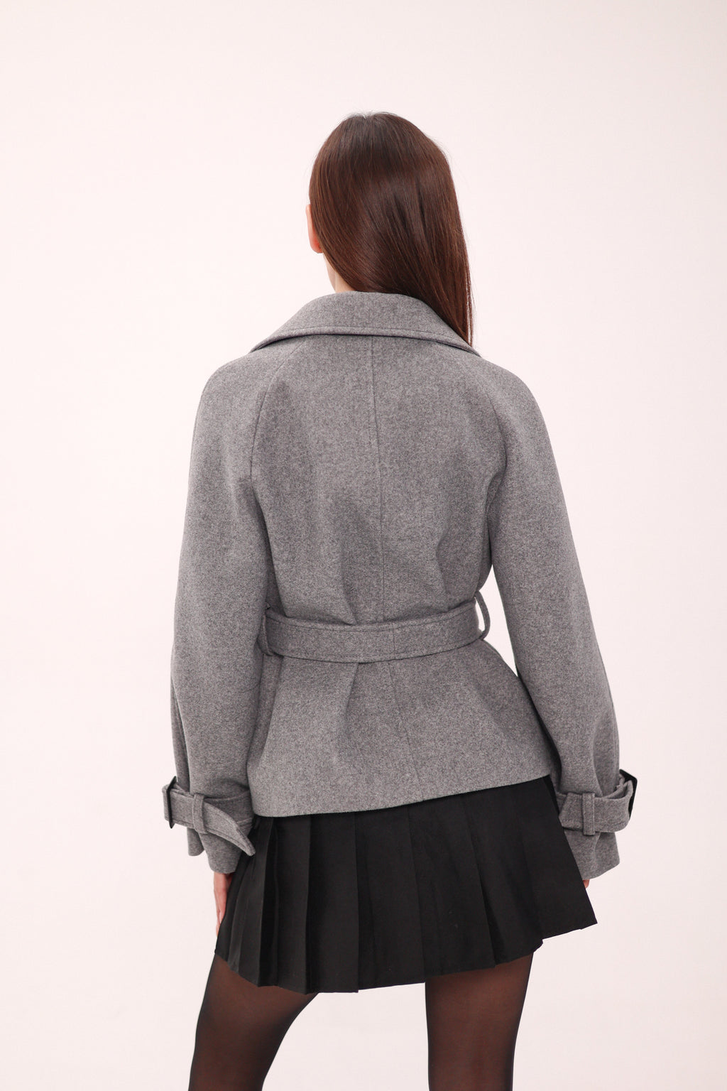 Megan Tailored Wool Blend Coat in Grey