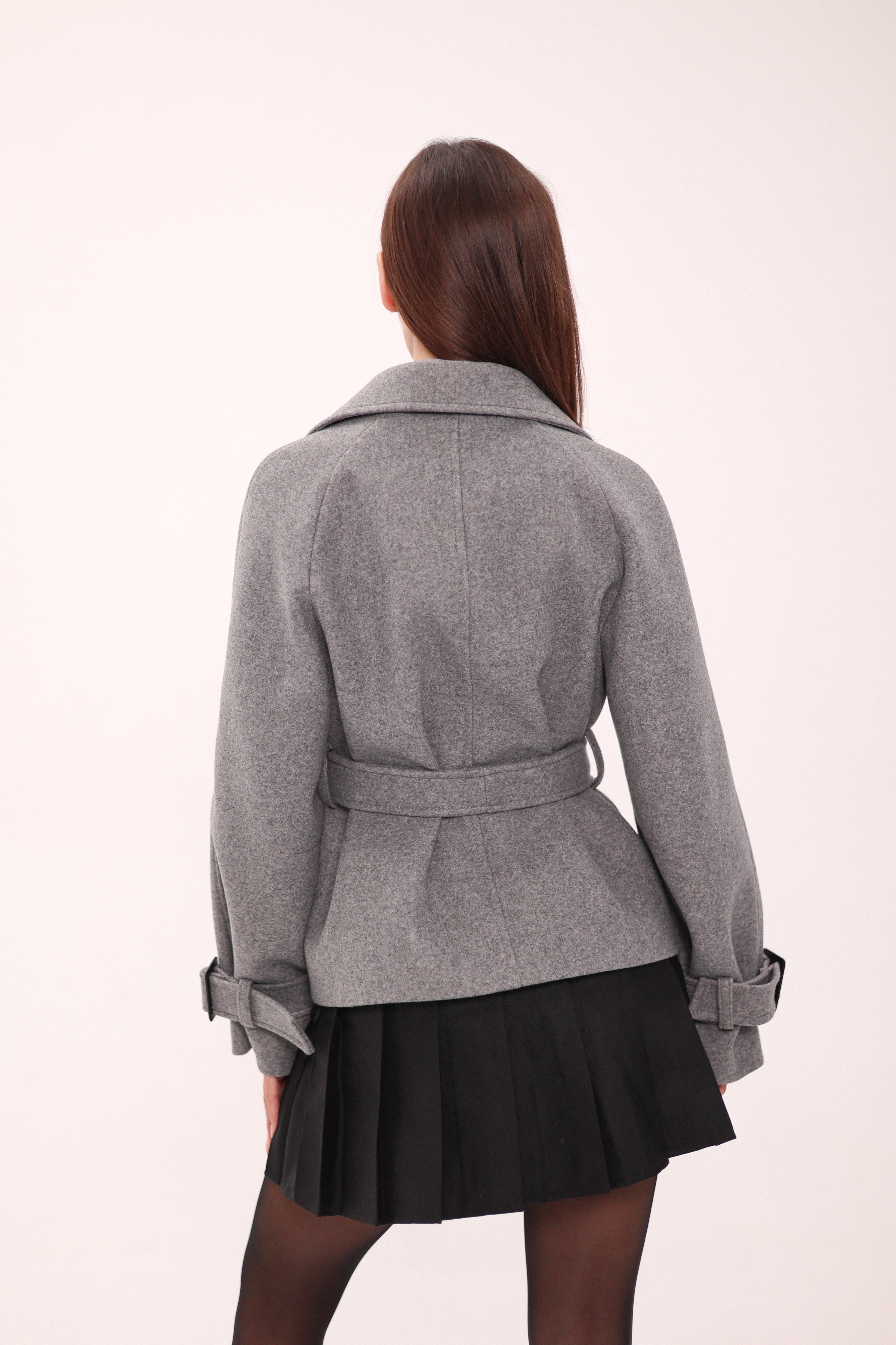 Megan Tailored Wool Blend Coat in Grey