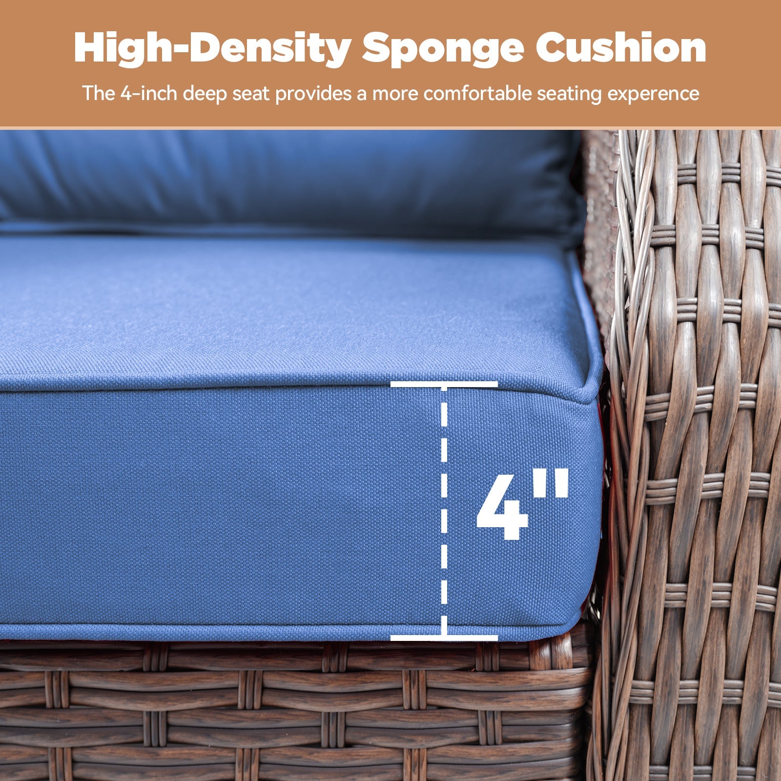Outdoor Patio Wicker Swivel Rocker 3 Piece Set Blue