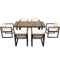 7 Pieces Outdoor Dining Set Patio Dining Table And Chair Set With And Removable Cushions For Patio