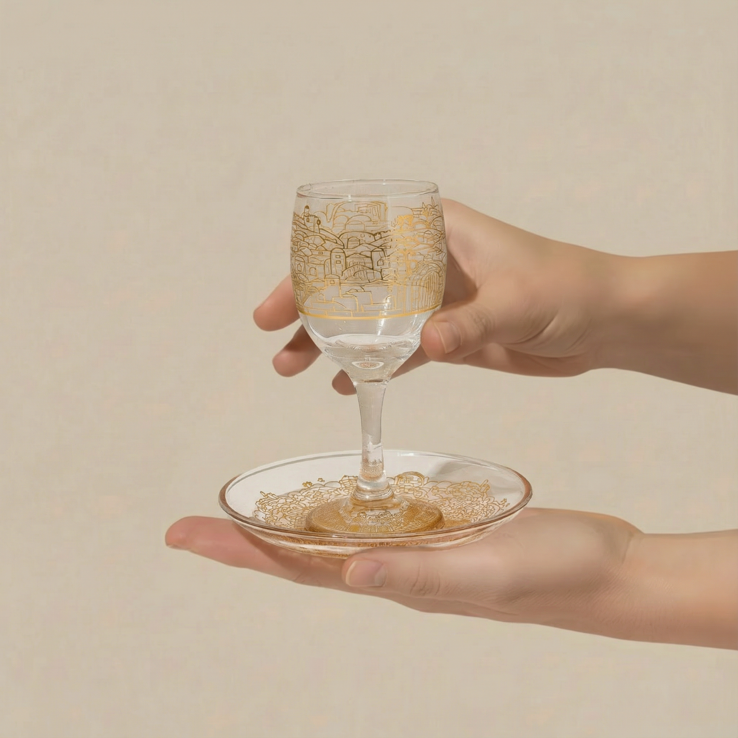 Elegant Glass Kiddush Cup for Shabbat – Jerusalem Glass Series