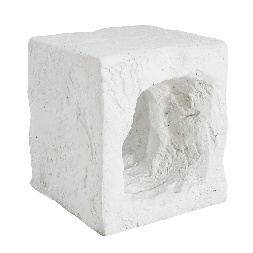 Outdoor Side Table Square MGO White Cave Texture 16.5x17.85in