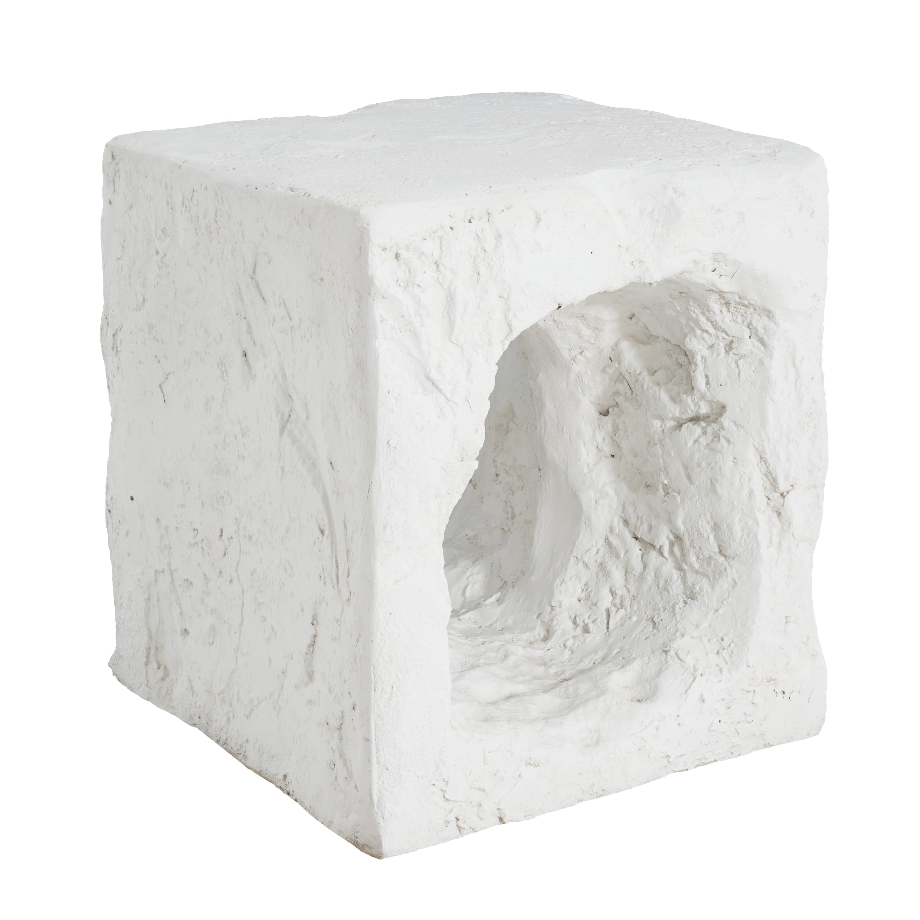 Outdoor Side Table Square MGO White Cave Texture 16.5x17.85in