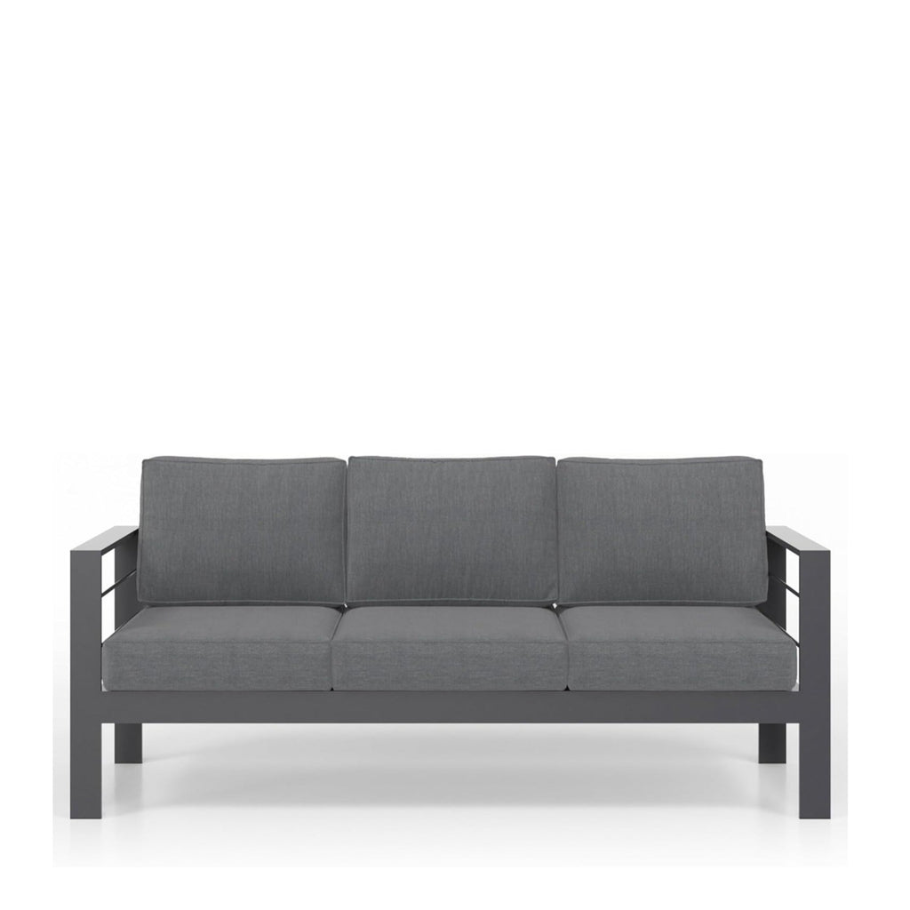 Outdoor Conversation Set 5 Seat Aluminum Gray Blue Cushion