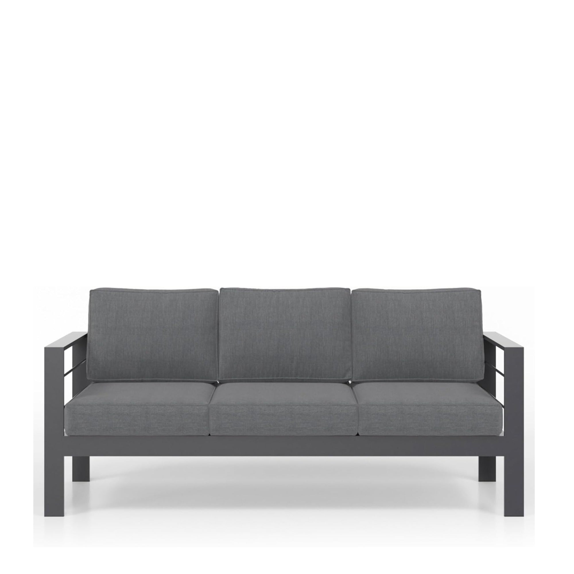 Outdoor Conversation Set 5 Seat Aluminum Gray Blue Cushion