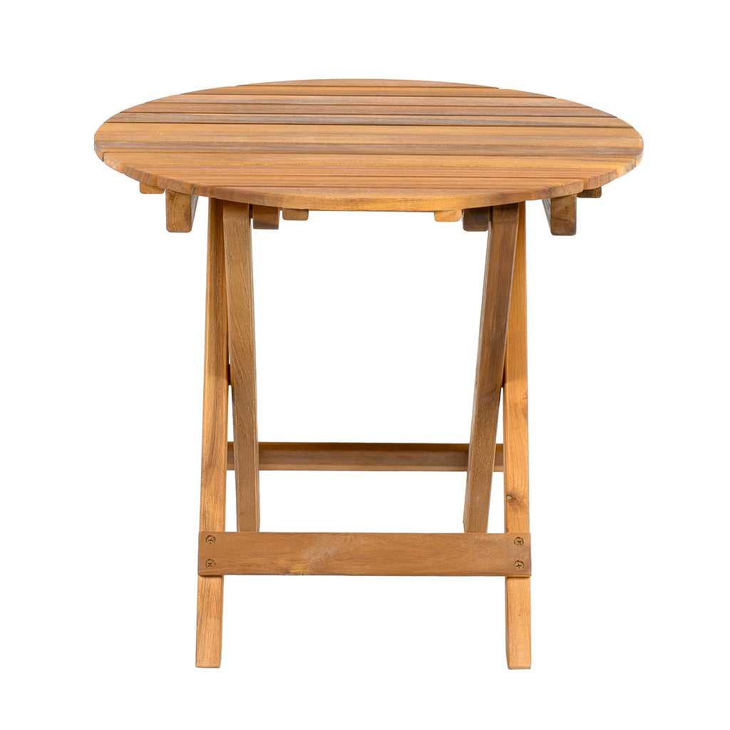 Outdoor Conversation Set Acacia Wood Cream Cushion 3 Piece Foldable