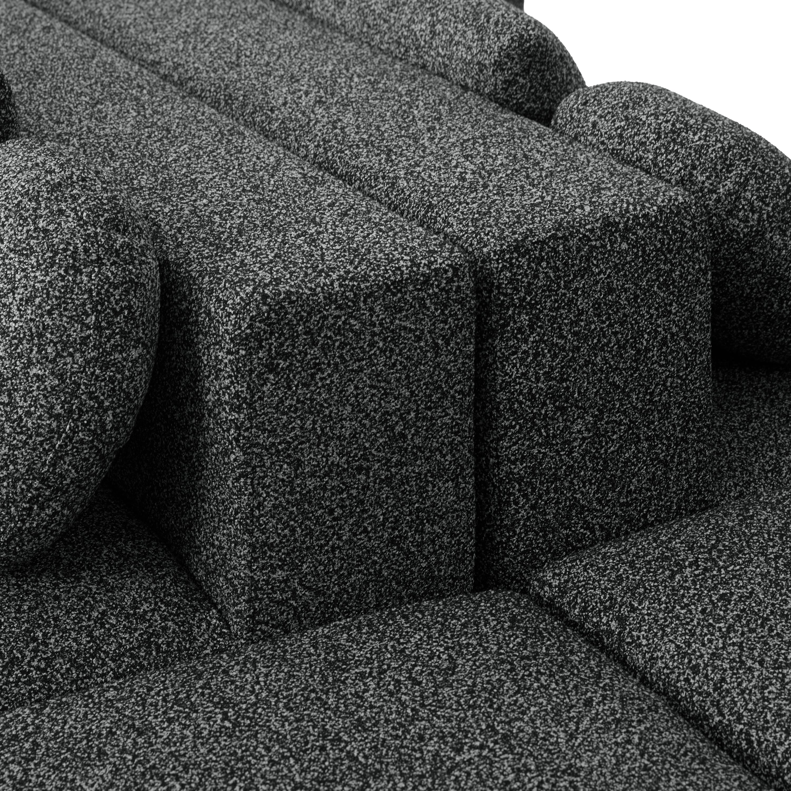 Sectional Sofa U-Shape Modular Boucle Black 6-Seat Deep Seating 114.9x64.5 In