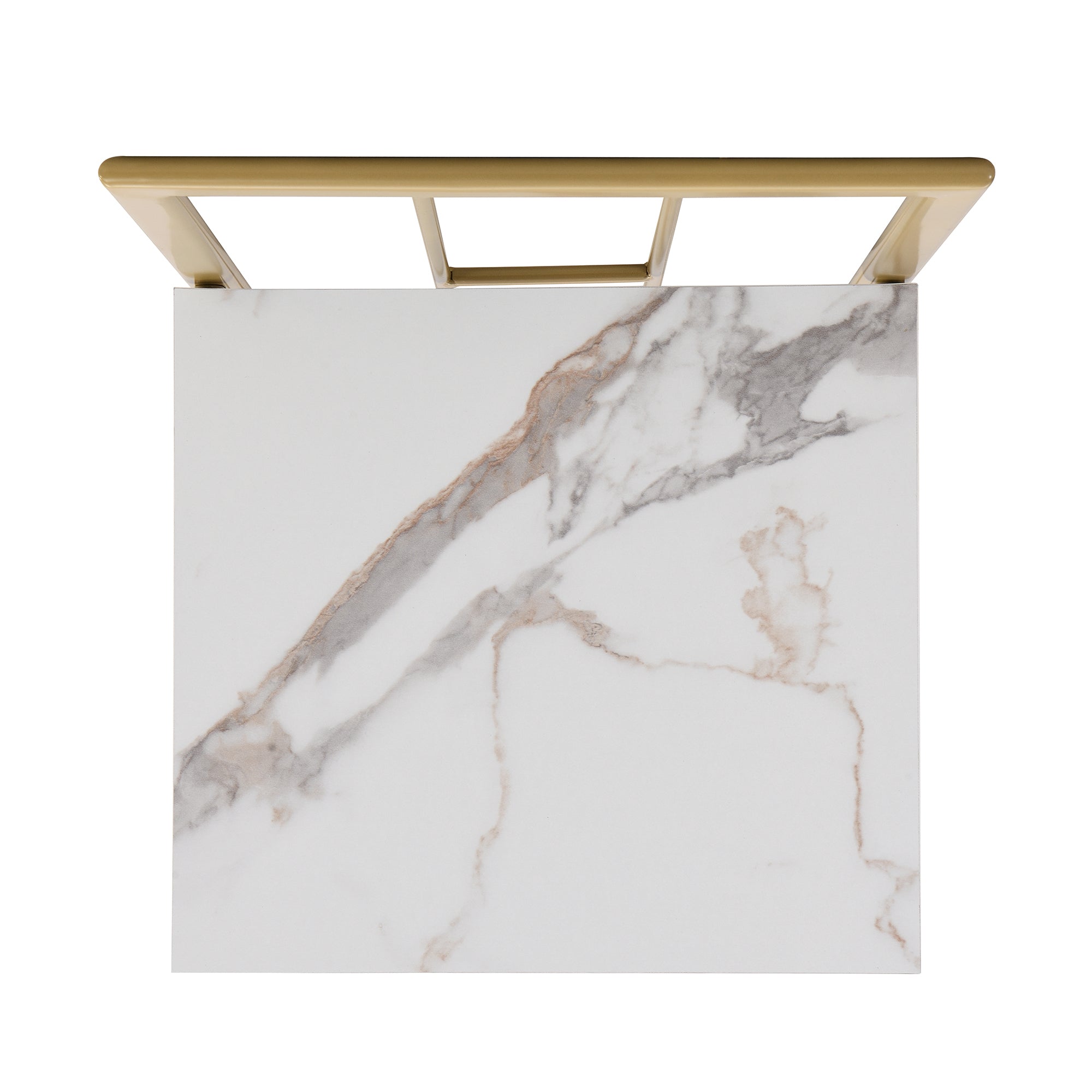 Modern 7-Piece Dining Table Set with Faux Marble Compact 55 In Kitchen Table Set for 6