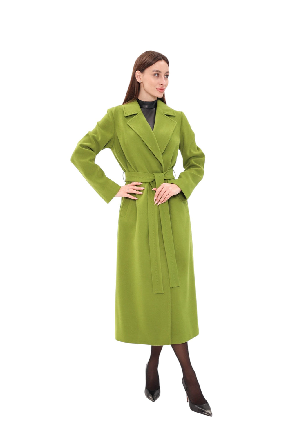 Astoria Classic Wraparound Wool Blend Overcoat in Pistachio