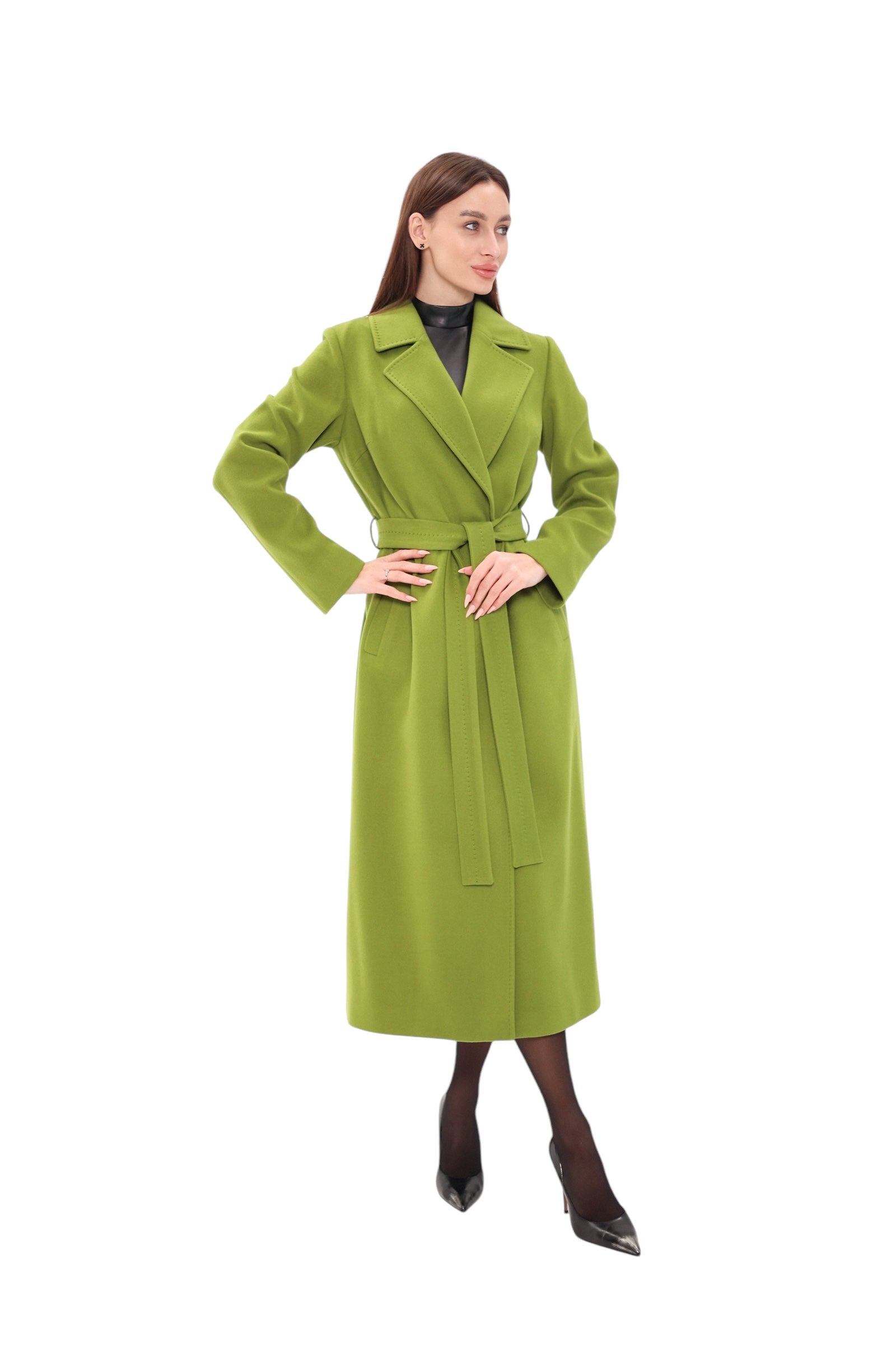 Astoria Classic Wraparound Wool Blend Overcoat in Pistachio