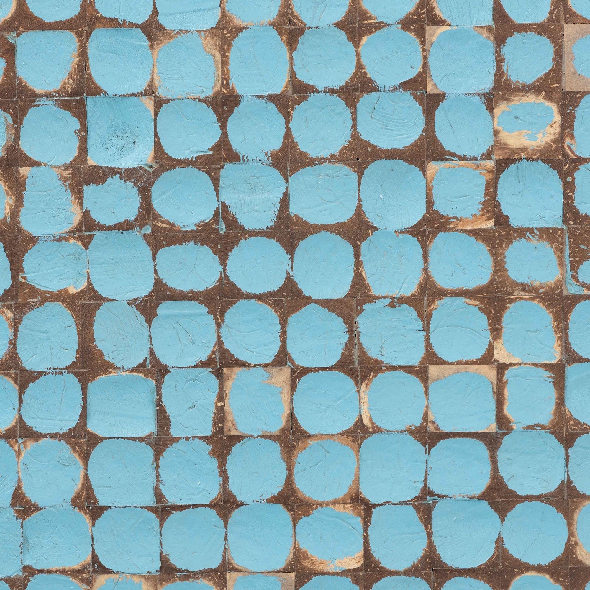 Bohemian Sky Blue Coconut Shell and Acacia Wood End Table