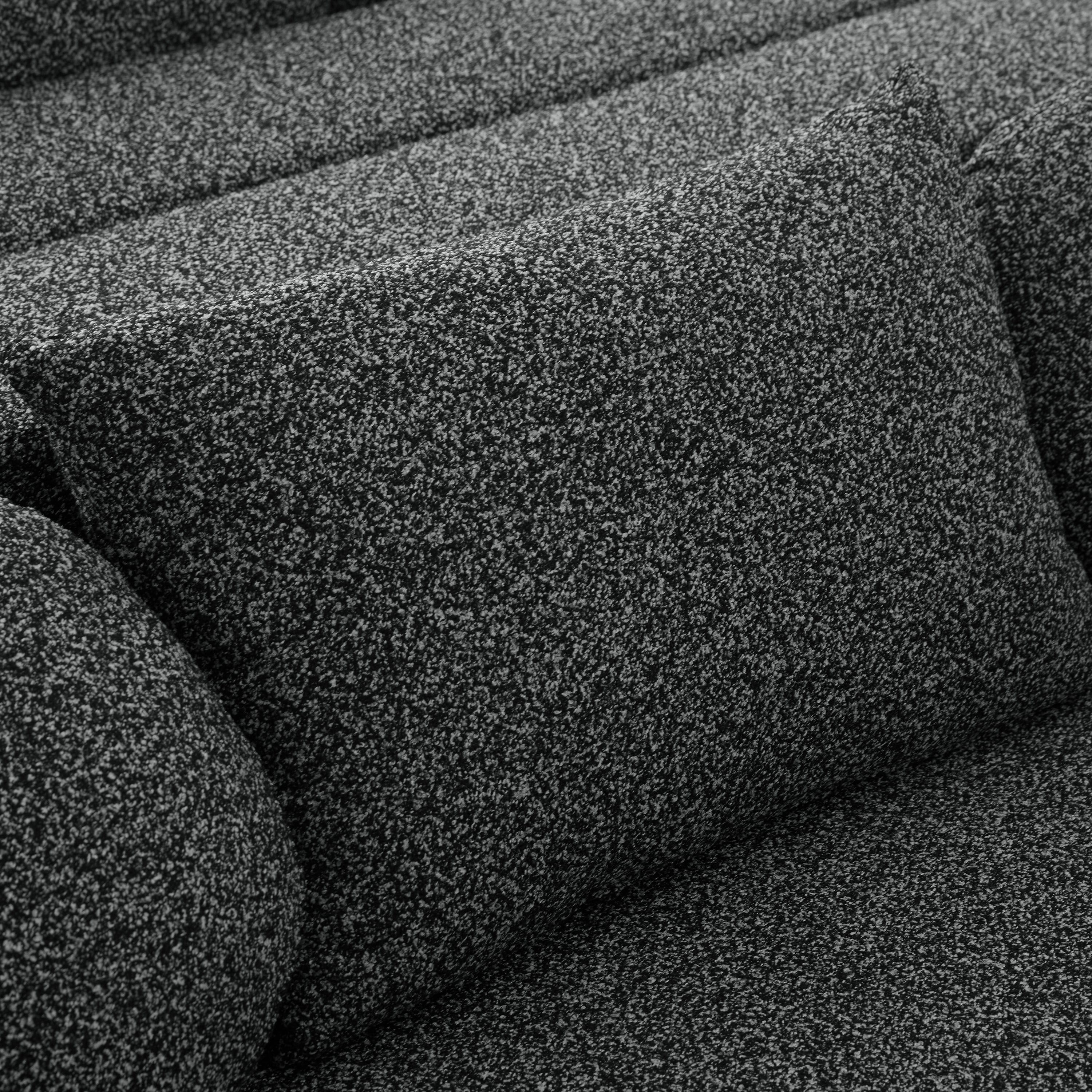 Sectional Sofa U-Shape Modular Boucle Black 6-Seat Deep Seating 114.9x64.5 In