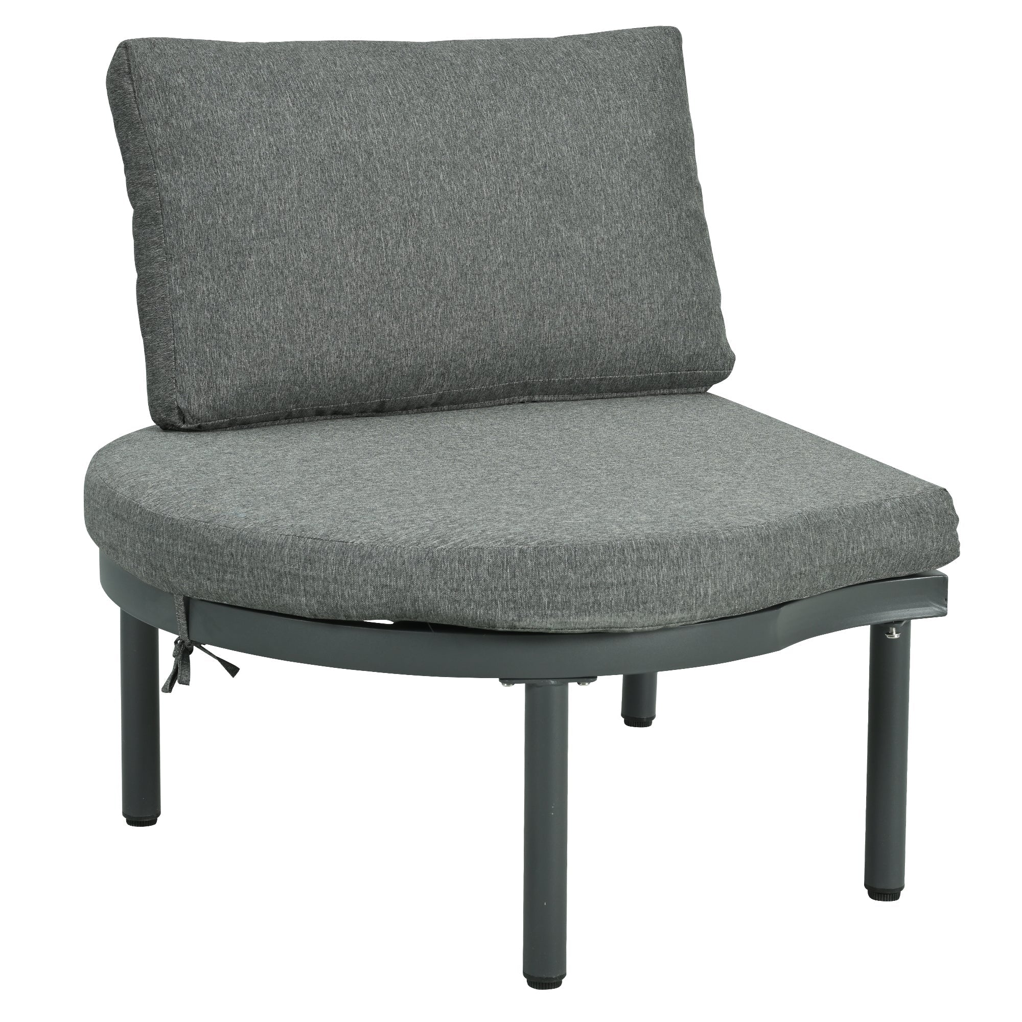 Outdoor Sectional Set PE Wicker Aluminum Gray Half Moon 6 Piece 300 LB