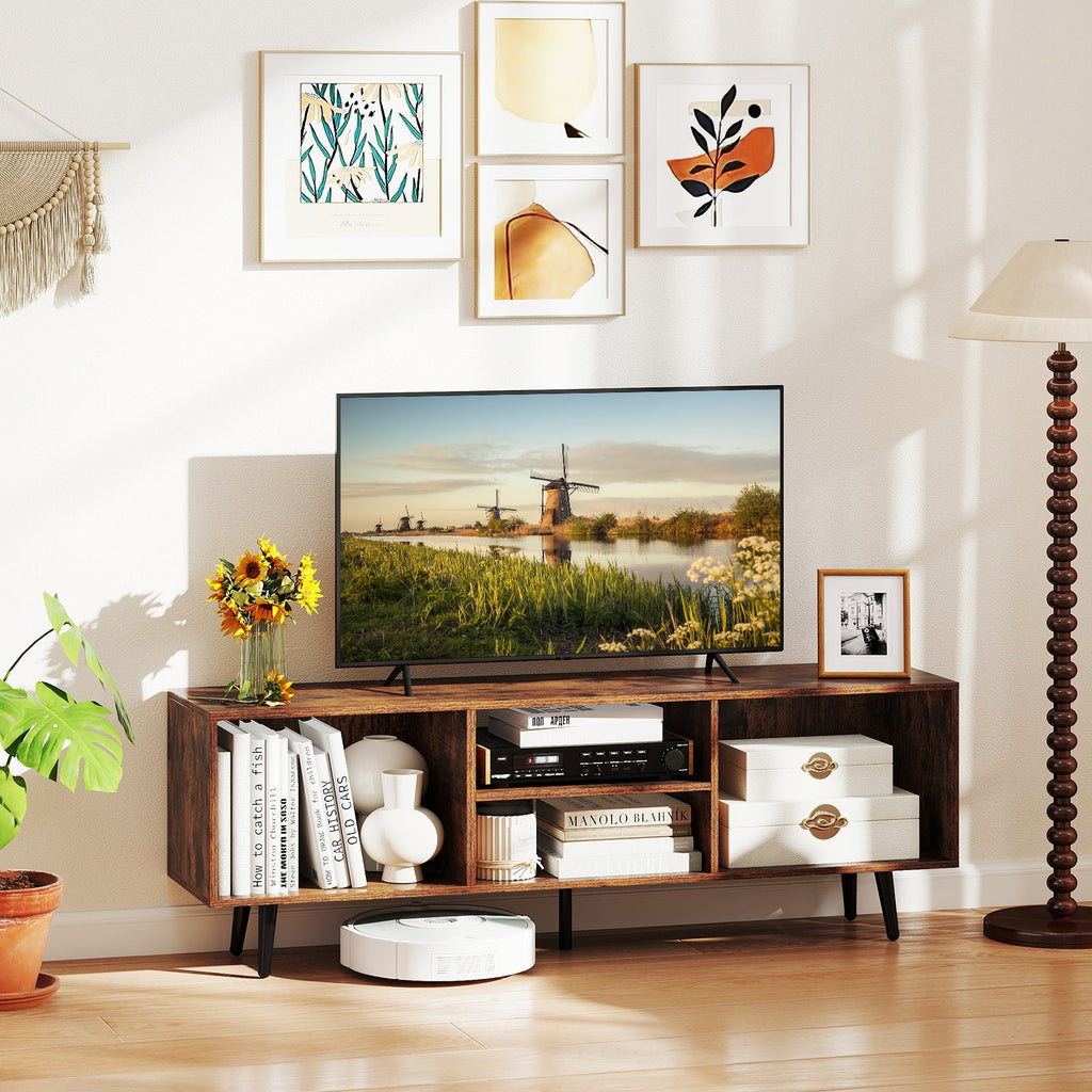 47.5 Inches TV Stand for 55-Inch TV with Compartments and Metal Legs