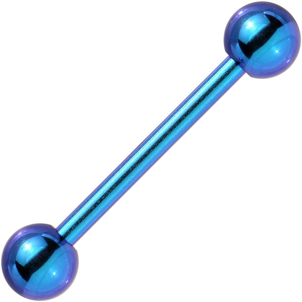 Solid TITANIUM Teal Barbell Tongue Ring