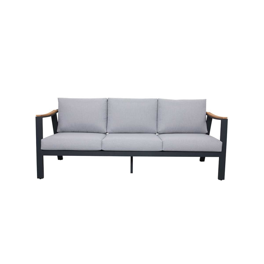 Nova 4-Piece Aluminum & Teak Sofa Set with Stationary Chairs