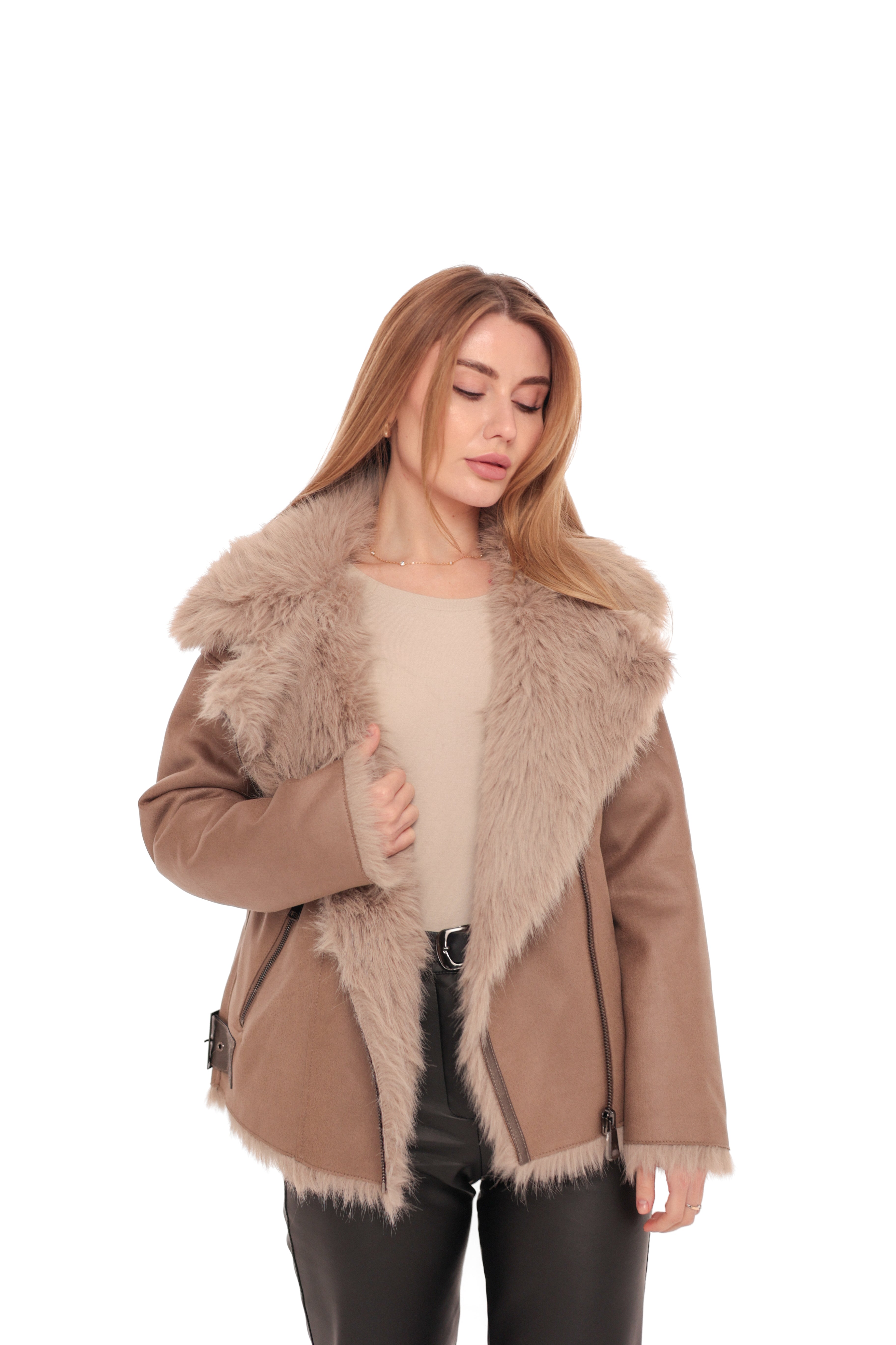 Estella Faux Fur Jacket in Mocha