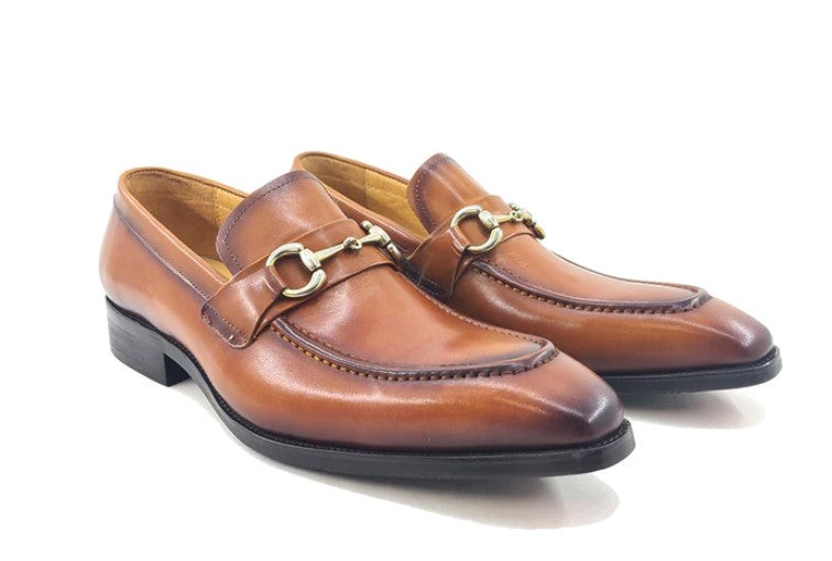Burnished Calfskin Slip-On Loafer Cognac