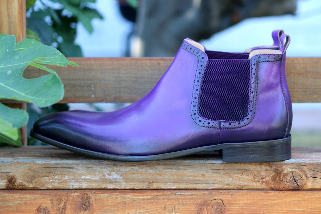 Burnished Calfskin Belt Purple